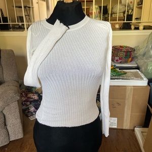 White Long sleeve with black trim